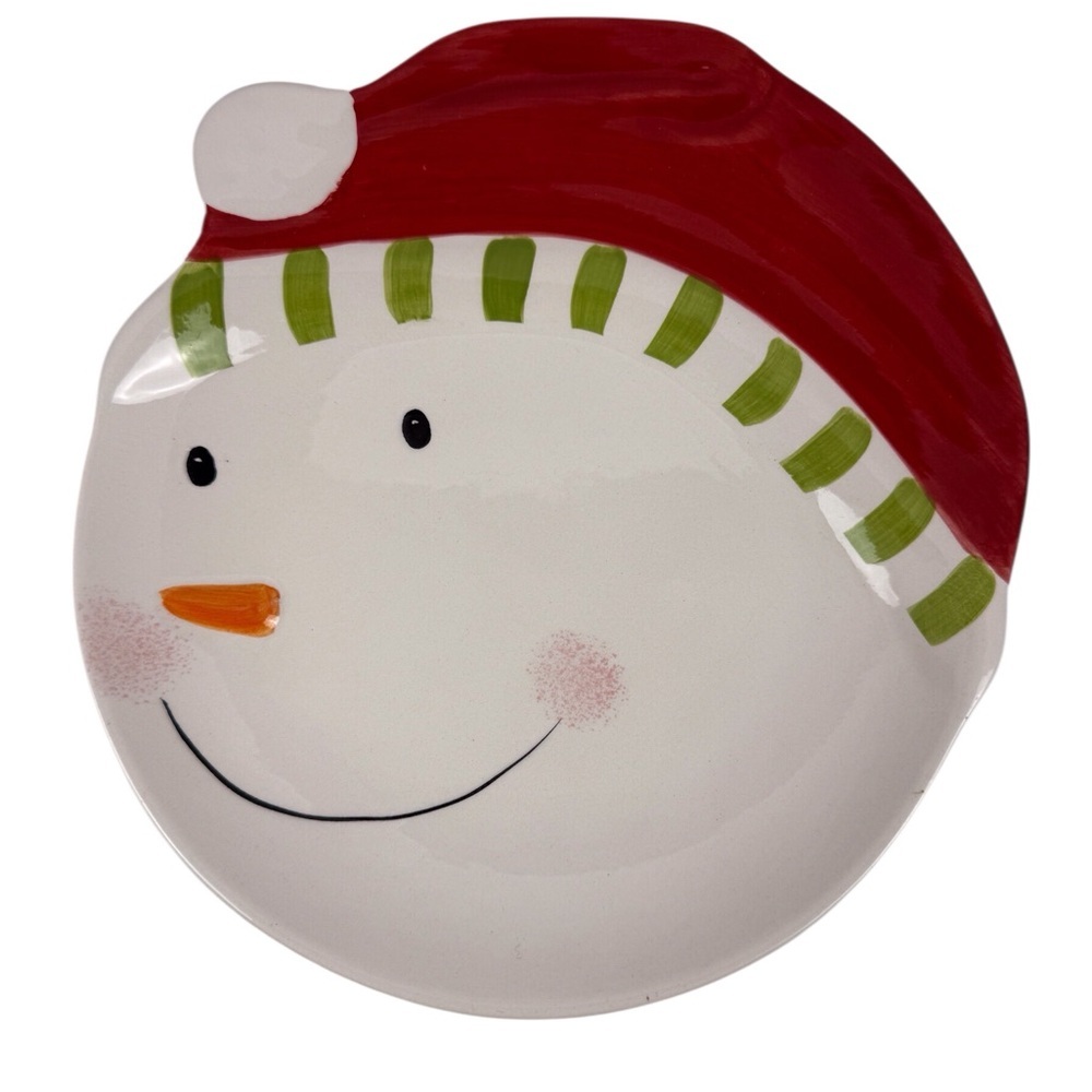 Target Home Festive Snowman Plate with Red Hat EUC